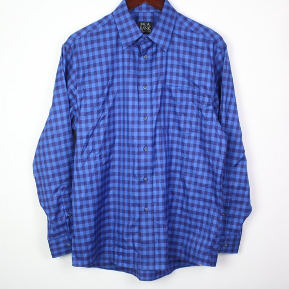 Jos. A. Bank Mens Medium Plaid Traveler's Collection Button Shirt - Picture 2 of 5